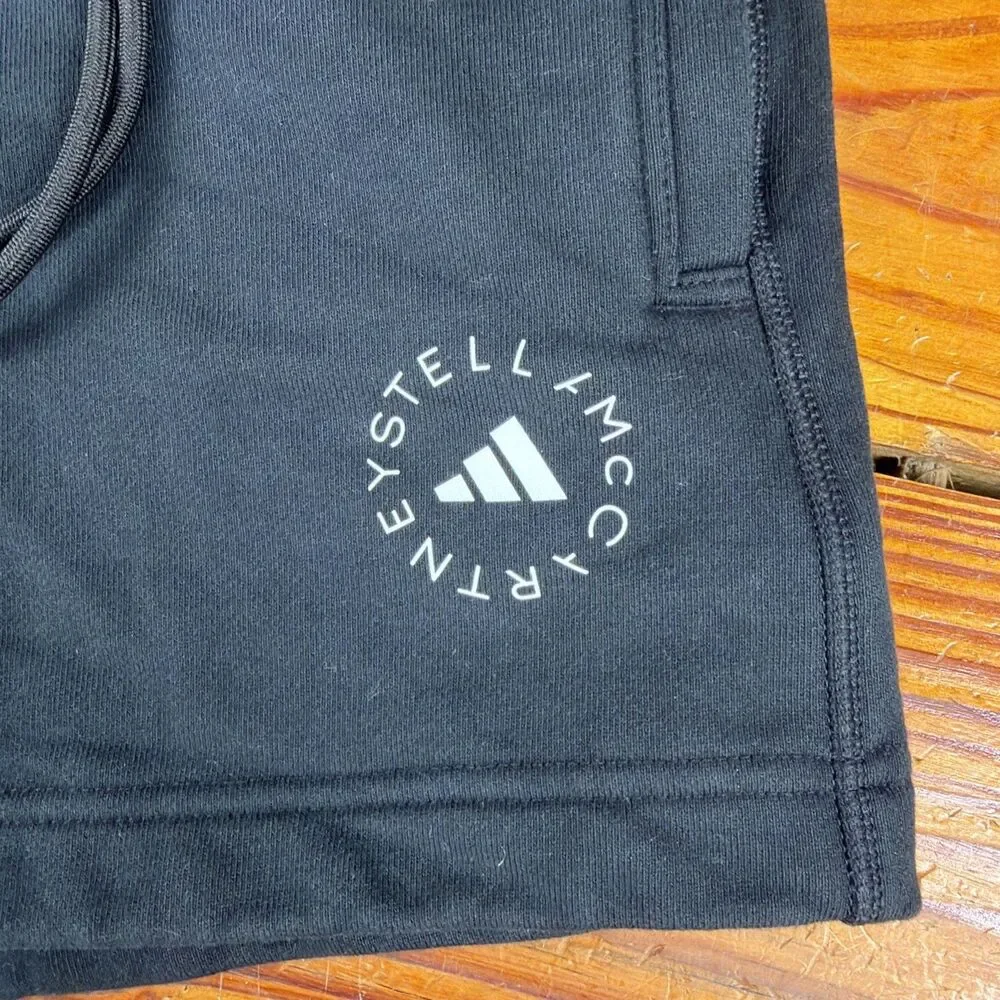 Adidas x Stella McCartney Size Large Black Sweat Shorts Fleece Flared Drawstring